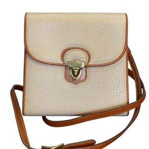 Vintage Dooney & Bourke All-Weather Leather Crossbody Bag Creamy Ivory Tan